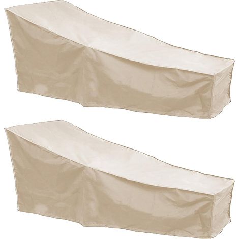2 Housses de Protection Chaise Longue Jardin Imperméable 208x76x41cm Beige Extérieur Patio (1/5)