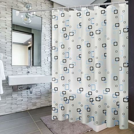 200x200cm Rideau de douche, doublure de rideau de douche avec crochets et boucles, anti-moisissure, anti-bactérien, imperméable et lavable, adapté aux salles de bains. (1/5)