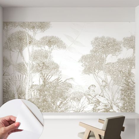 Papier peint adhésif autocollant pour salon chambre à coucher tendance et originale Végétation tropicale 152x104 cm (1/5)