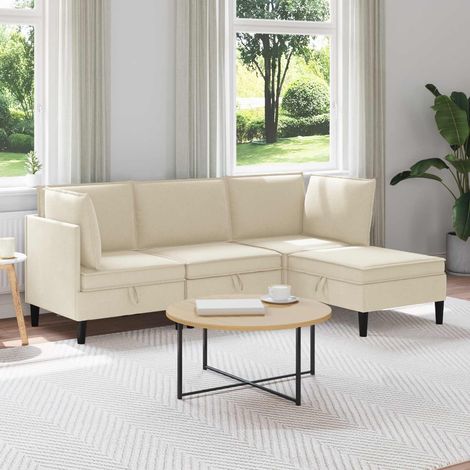 Juego de muebles de salón 4 pcs Crema Tela