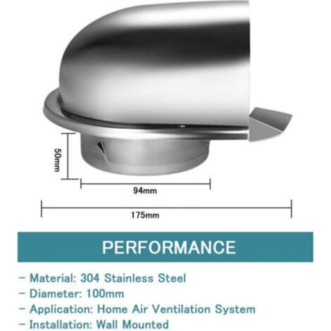Hotte murale extérieure en forme de U, évent en acier inoxydable 201, hotte d'échappement, hotte extérieure imperméable à la pluie et au vent (1/3)