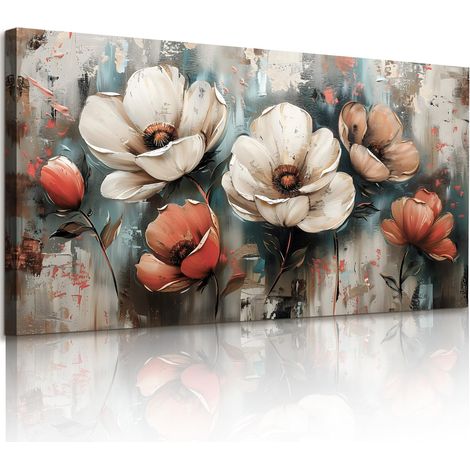 Tableau Decoration Murale Fleur Vintage Salon Chambre 59x119 cm (1/5)