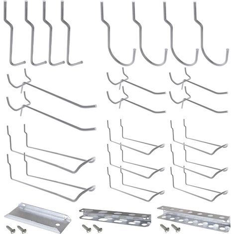 25 Crochets Pour Panneau Perforé, Acier Galvanisé, Organisateur Outils Établi, Magasin (1/4)