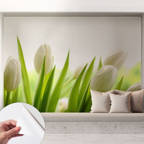 Papier peint adhésif décoratif pour chambre et salon Design moderne à poser facilement Tulipes blanches 208x146 cm (1/5)