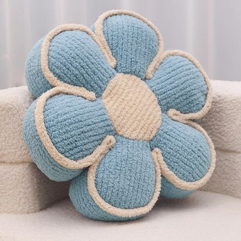 Coussin décoratif à fleurs bleues, coussin en forme de marguerite, mignon et doux, pour canapé, lit, décoration de chambre preppy esthétique (1, bleu, 40 cm) (1/5)