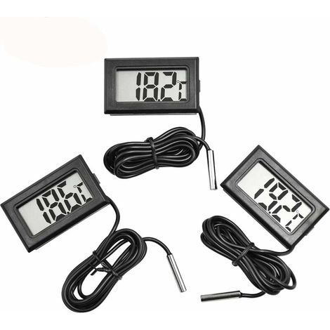 Aquarium LCD Digital Display Thermometer with Waterproof Probe for Home Fish Tank Aquarium Marine Temperature Black 3 packs (1/5)