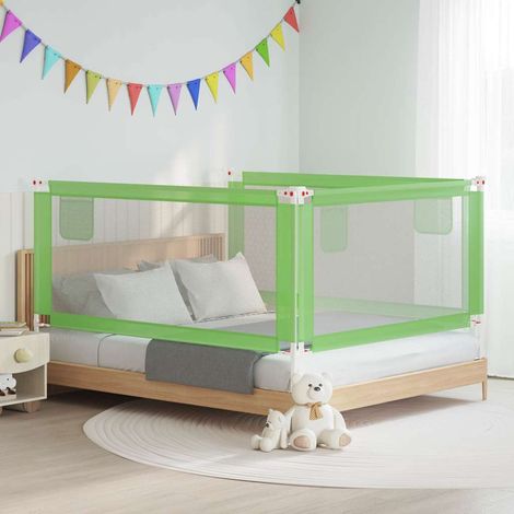 Barrière de lit pour enfant, verte, 180 x 25 cm, en tissu