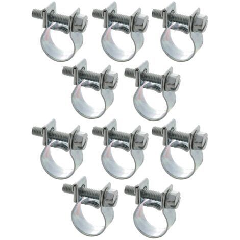 10x Mini Screw Hose Clamp Petrol Fuel Hose Auto Motorcycle Scooter Moped Moped Fastening, 6-8mm (1/4)