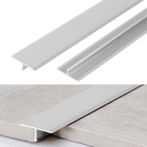 Lot de 3 moulures en forme de T en aluminium - 0,9 m x 2 cm - Moulures et barres de transition au sol - Pour seuil de porte et sols de raccordement, espaces entre les carreaux de stratifié (1/5)