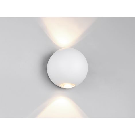 Kleine LED Außenwandleuchte AVISIO Up and Down, Kugel in Weiß Ø 10cm