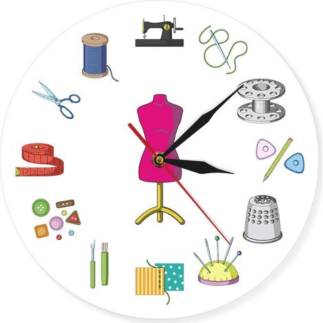 Horloge murale silencieuse, idéale pour les ateliers de couture et de confection, style moderne. (1/4)
