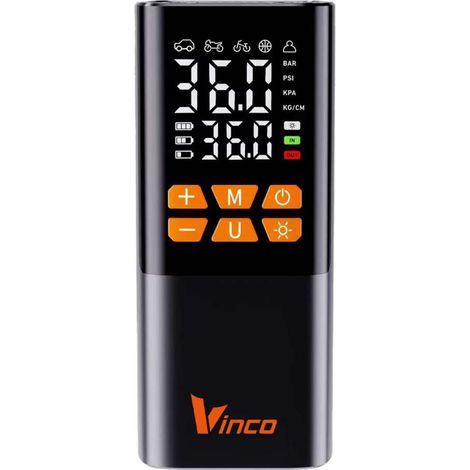 Vinco Compressore portatile 11,1V 150 PSI nero con display LCD e USB-C