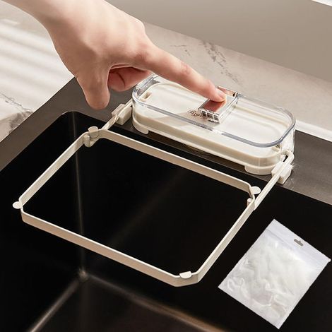 Égouttoir de cuisine à ventouses, crépine d'évier, panier de vidange en filet avec 100 sacs filtrants (beige)-AquaForge (1/5)