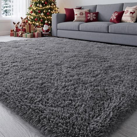Tapis Shaggy Tapis Salon Chambre Couloir Antidérapant 120x160cm Gris (1/5)