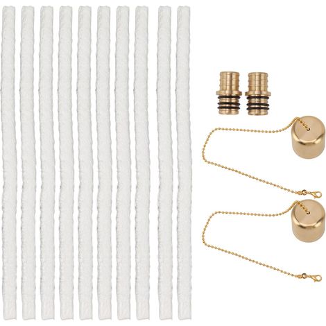 Kit de 10 mèches de rechange en fibre de verre pour torches à bouteille de vin, avec supports et capuchons en laiton, pour la fabrication de torches artisanales et la décoration intérieure et extérieu (1/5)