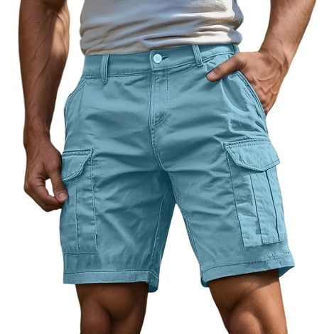 Short Cargo Homme Lâche avec Poches Pantalon Court Taille Élastique Confortable Style Sport Jogging Slim Fit Bermuda Travail Décontracté Grande Taille Non Incluse Ceinture S-4XL (1/5)
