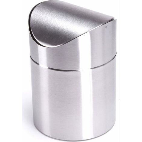 Edelstahl-Tischabfalleimer mit Schwenkdeckel – 15-Liter-Miniabfalleimer für Küche/Büro/Kosmetik (1/3)