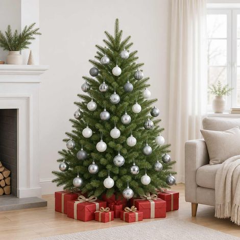 vidaXL Christmas Ball Set 75 pcs White and Grey 6 cm Polystyrene (1/5)
