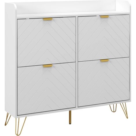 Slim Shoe Storage Cabinet with 4 Flip Drawers and Adjustable Shelf, Organize Up to 16 Pairs of Shoes Efficiently