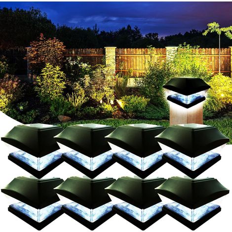 8 pièces Lampe Solaire, Étanche LED, Pour Poteau Bois, WPC, Jardin