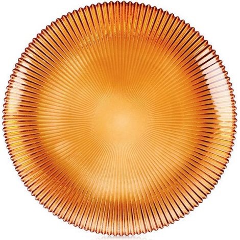 Assiette À Dessert - Verre - 21 cm - Ambre - Motif Rayons - 1 Pièce (1/5)