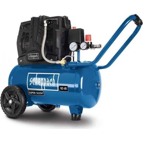 Scheppach – Compresseur d'air silencieux horizontal 24 L – 1,5 CV – Pression 8 bars – Débit 230 L/min – Niveau sonore 60 dB – Moteur 2800 tr/min - HC25Si (1/5)