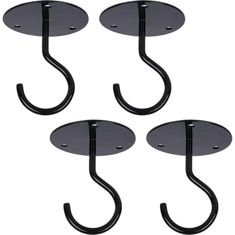 Lot de 4 crochets, crochet mural, crochet plafond, métal noir, 65mm, pour plantes, lustres, lanternes, intérieur (1/5)