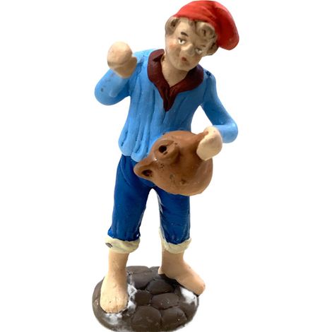 Uomo con brocca statuetta in terracotta artigianale per presepe napoletano da h 10 cm