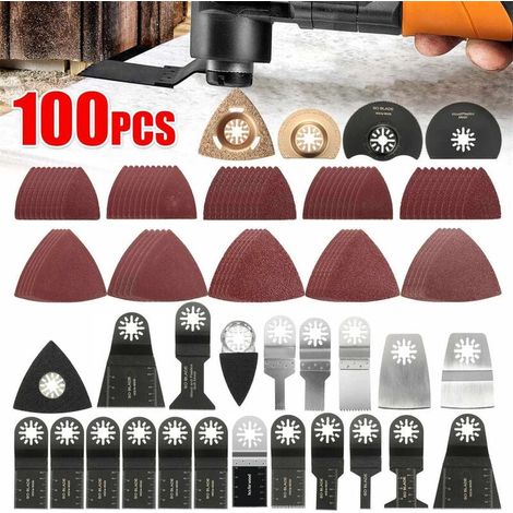 Pack of 100 Oscillating Blade Multifunctional Saw Accessories Oscillating Multitool Tools for Fein Multimaster Dremel Dewalt Einhell for Wood, Metal, Plastic 56Vingt (1/5)