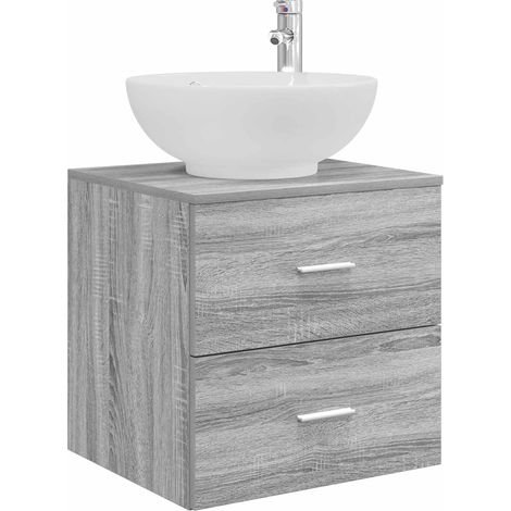Wall-Mounted Sink Vanity Grey Sonoma 49.5 x 44.5 x 66.5 cm vidaXL