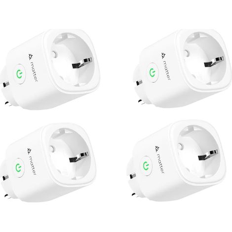 Prise Wi-Fi Intelligente, Suivi de l'Énergie, Compatibilité Universelle, 4 Pack Prise Matter (1/2)