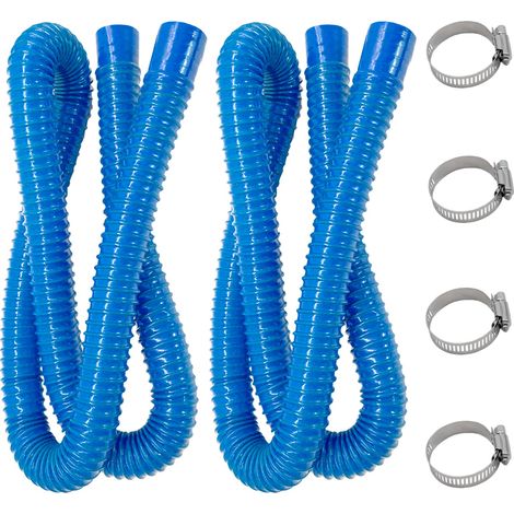 Tuyau Pompe Piscine Bleu 32mm – 2 Tuyaux PE Résistants + 4 Colliers Acier Anti-rouille, Compatible Filtres 300/330/530/1000 GPH, Pour Piscines Hors Sol & Enfant (1/5)