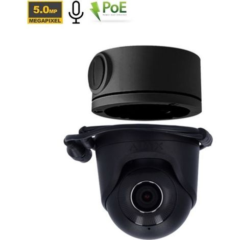 Ajax Telacamera IP dome 5Mp PoE Nero 3K TurretCam + BOX - 64924 (2.8mm 110°)