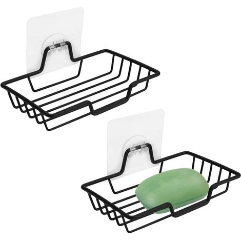 Set di 2 portasapone, portasapone, portasapone in acciaio inox, cestino portasapone con ventosa, doccia, bagno, non necessita di foratura, rimovibile (1/4)
