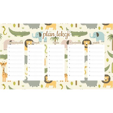 Piano di lezione magnetico Safari caldo 30x17,5 cm