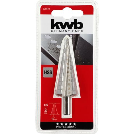 Kwb Hss fraise e'tage'e de 6 a' 30 mm avec pointe de marquage pour le percage de l'acier, du plastique et des me'taux non ferreux (1/3)
