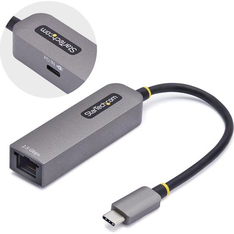 StarTech.com Adattatore Ethernet USB C, Convertitore di Rete NBASE-T 2.5/1GbE da USB Type-C 3.0 a RJ45, NIC PD 100W Pass-Through compatibile Thunderbolt, Win e Mac (1/4)