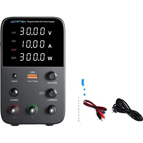 Fuente de alimentación de laboratorio, voltaje ajustable, protección contra sobrecorriente, WPS 30V 10A 300W, enchufe europeo de 220V (1/2)