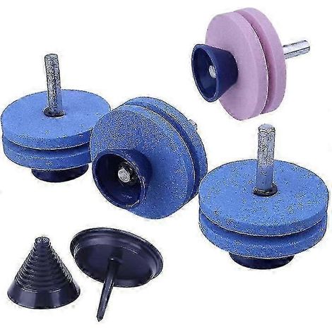 Affûteur de lames de tondeuse à gazon double couche (4 pièces), compatible avec perceuse et avec équilibreur de lame -Sy (1/4)