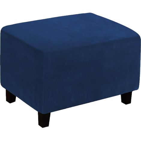 Protective cover for ottoman footstool, storage stool, protective cover with non-slip elastic for living room (L, navy blue) (1/5)
