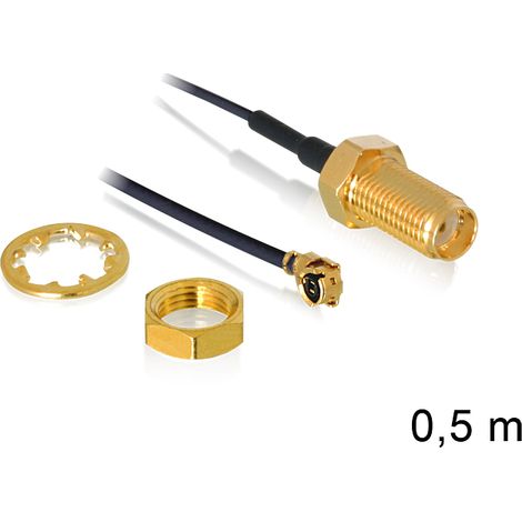 Delock antenna cable sma jack bulkhead  mhf/u.fl-lp-088 compatible plug 500 mm 1.37