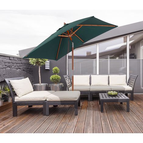 Outsunny Sonnenschirm 200 x 150 x 235 cm Knickbarer Gartenschirm 3-stufig einstellbar rechteckig Strandschirm wasserabweisend und UV-beständig für Strand Balkon Terrasse Garten Grün