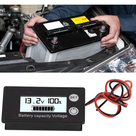 Voltmètre LCD JX-6133 pour batteries au plomb-acide, lithium et batteries rechargeables affichage de la tension CC 8-100 V étanche blanc (1/5)