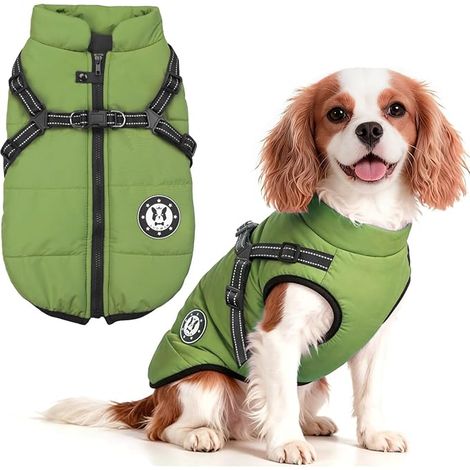 Manteau de chien chaud d'hiver imperméable avec harnais, Veste de chien imperméable pour petits chiens moyens, Machine lavable à la machine, Design réfléchissant, D-Ring durable (1/5)