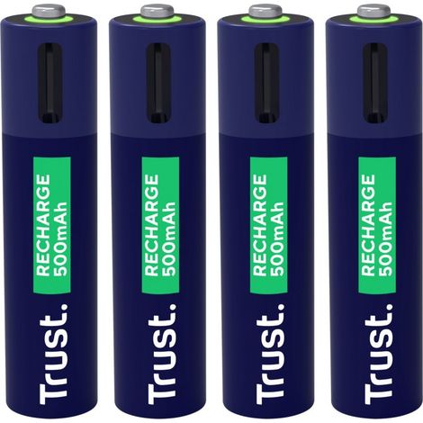 Pila Recargable Trust Usb-c Aaa 500 Mah Pack De Cuatro Unidades 25671