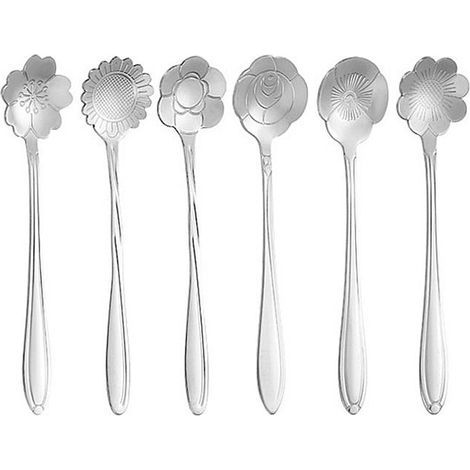Kreativer, kurzstieliger Edelstahl-Teelöffel, Rührlöffel, Dessertlöffel, Blumenlöffel (1/5)