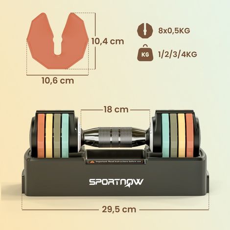 Ensemble d’haltères réglables,haltères de 1 à 5 kg avec compartiment de rangement à réglage rapide,poignée antidérapante pour économiser de la place (1/5)