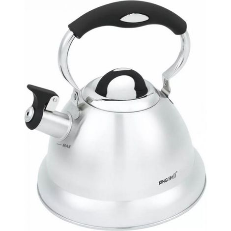 Bouilloire - Acier Inoxydable 18/10 - 3 1 L - Sifflet Rabattable - Compatible Tous Feux