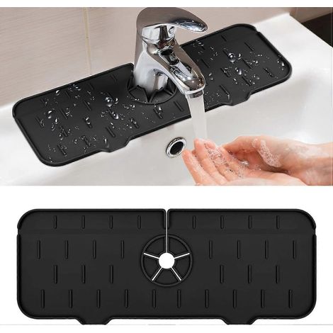 Bac de récupération pour robinet, tapis de robinet en silicone pour évier, tapis d'égouttage, tapis d'égouttage multifonctionnel (1/5)