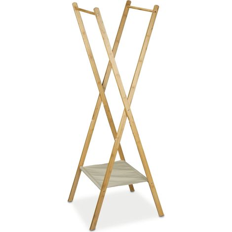 Appendiabiti pieghevole pratico porta scarpe 100 x 40 x 160 cm in bambù naturale 130003376